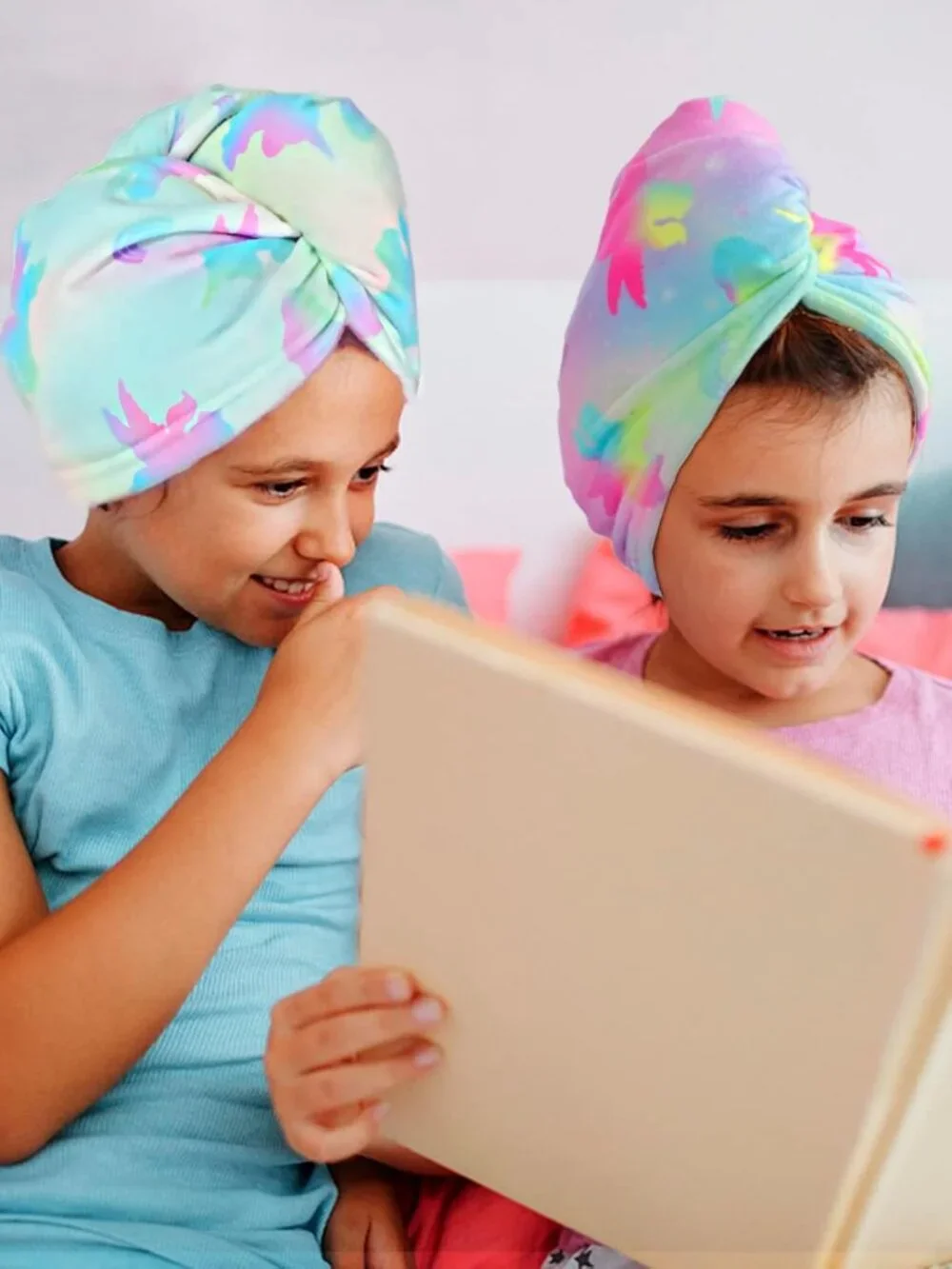Microfiber Hair Towel Wrap for Kids Girls, Ultra Absorbent, 2 Pack